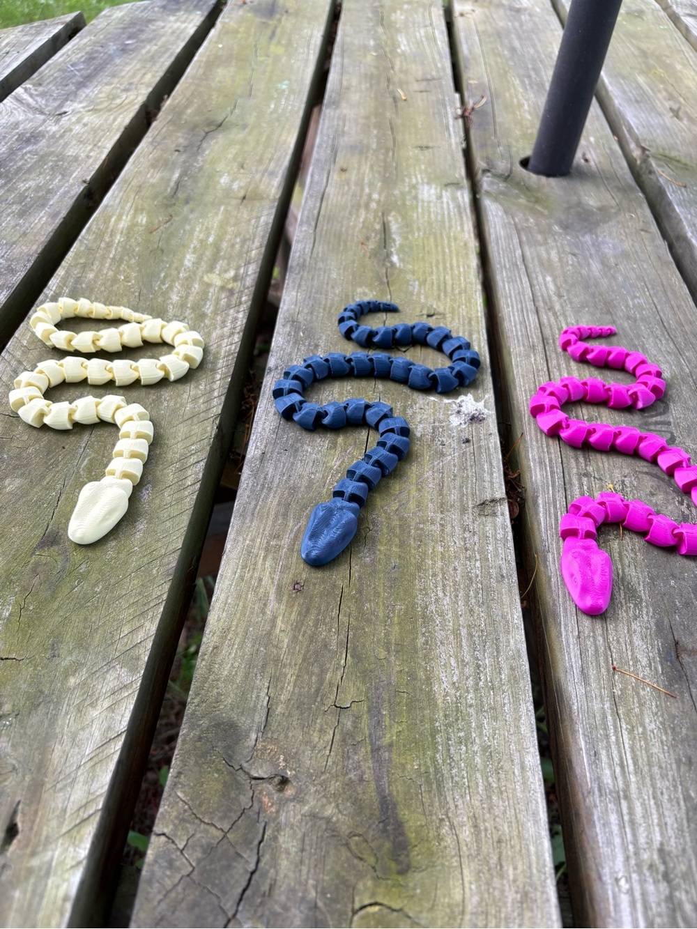 3D printed Snakes – Pink, Navy, Cream